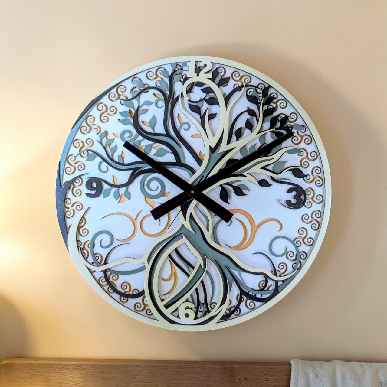Eternal Tree of Life handcrafted wall clock with layered 3D design