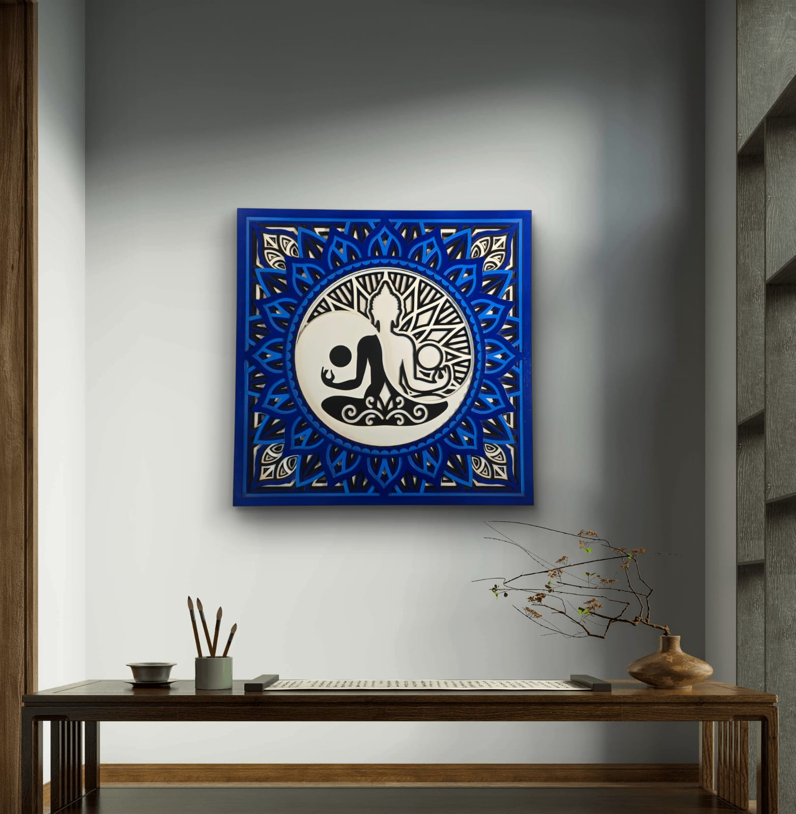 Tatva Harmony – Yin Yang Buddha Wooden Mandala Wall Art