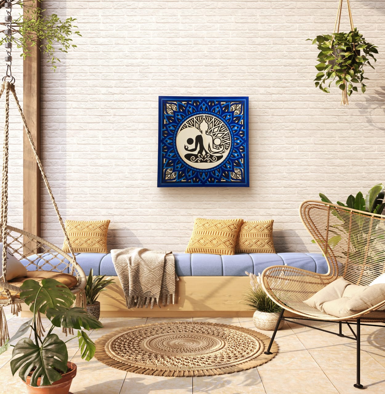 Tatva Harmony – Yin Yang Buddha Wooden Mandala Wall Art