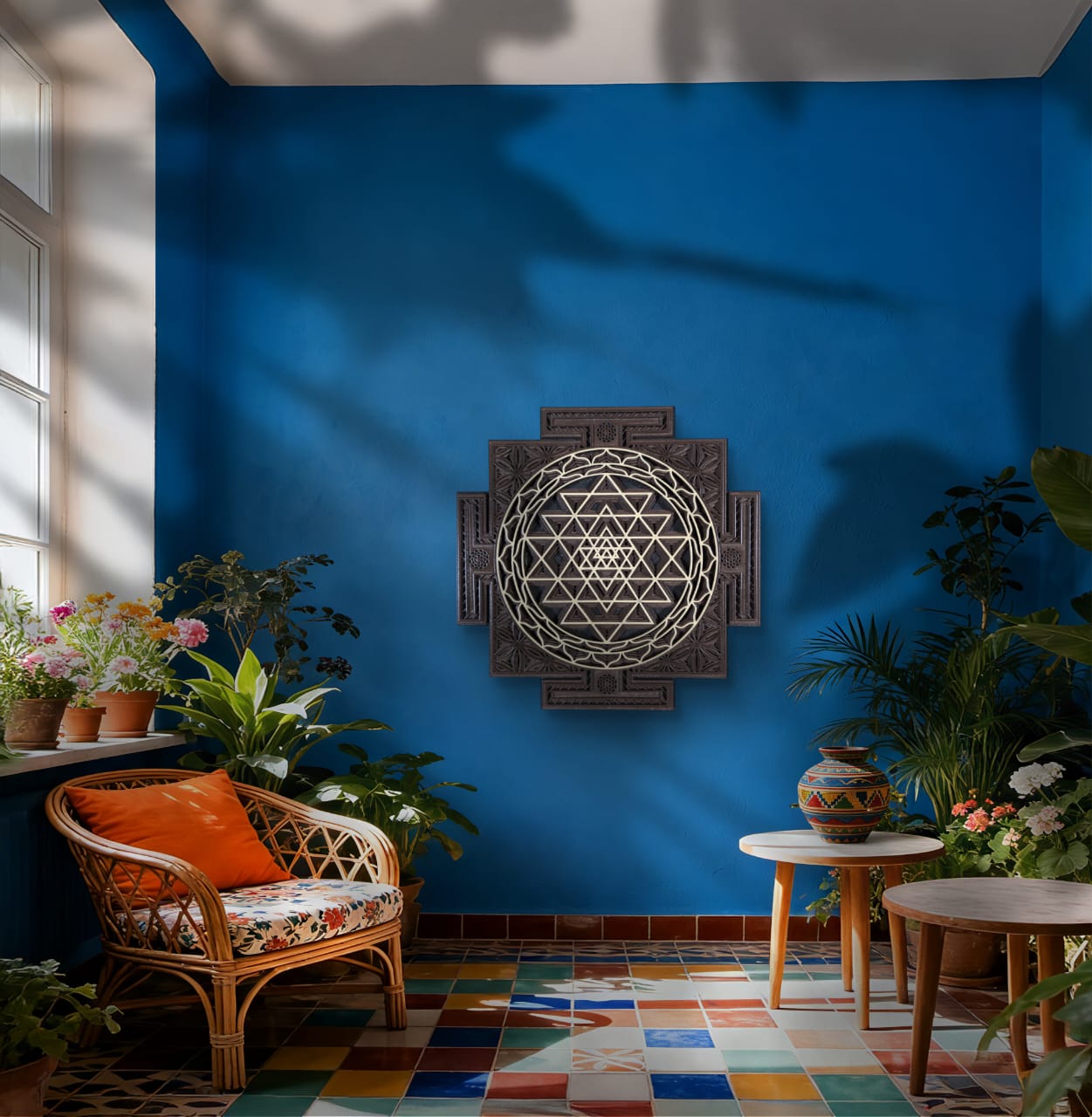 Wooden Sri Yantra Mandala Wall Decor
