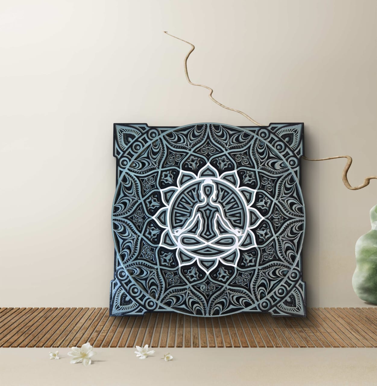 Zen Aura – Meditative Wooden Mandala Wall Art