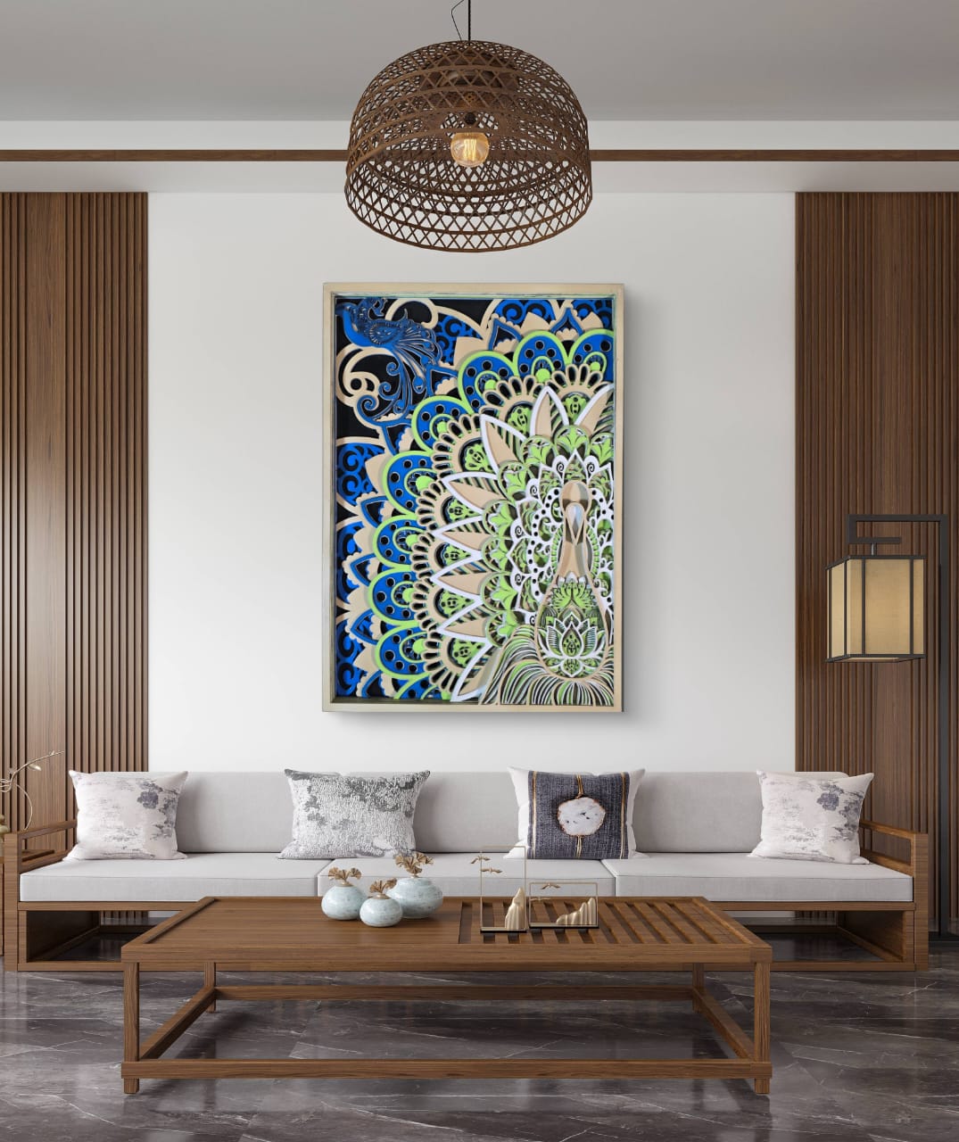 Wooden Peacock Mandala Wall Decor