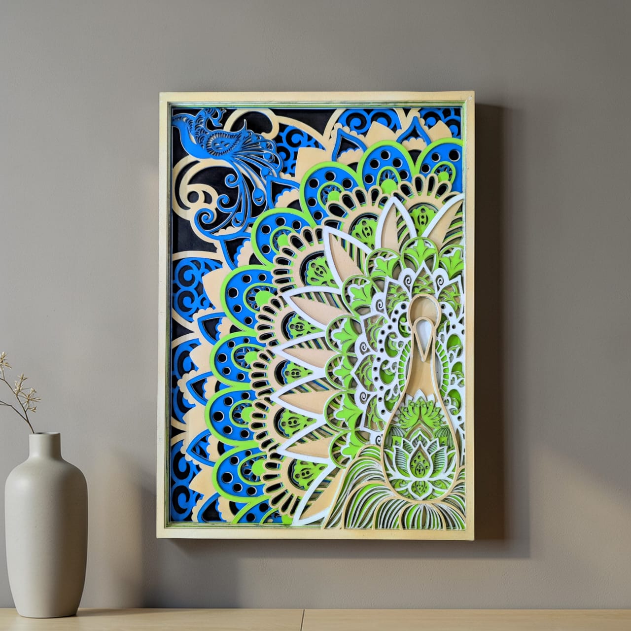 Wooden Peacock Mandala Wall Decor