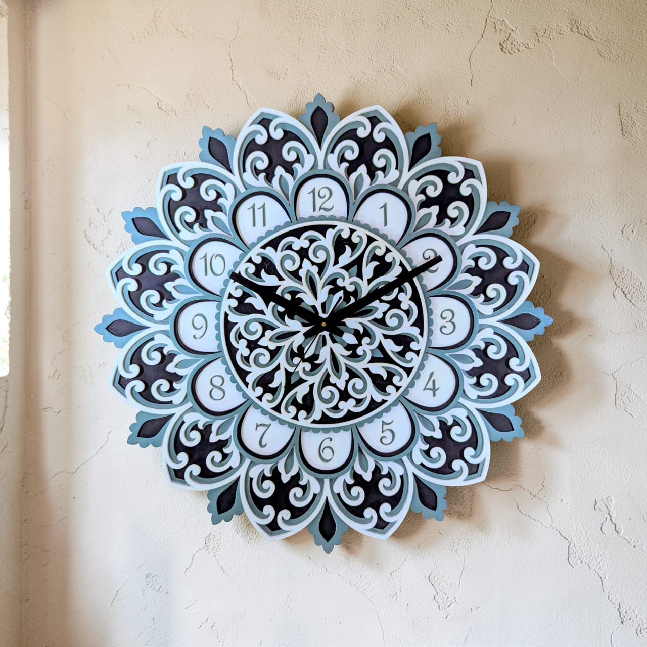 Flora Samay – Handcrafted Wooden Mandala Wall Clock