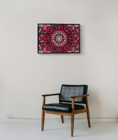 Agnira red mandala wall art with intricate layered 3D design
