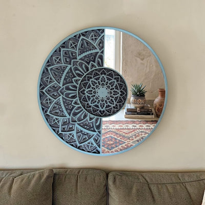 Eclipse mandala mirror wall décor for modern living room interior