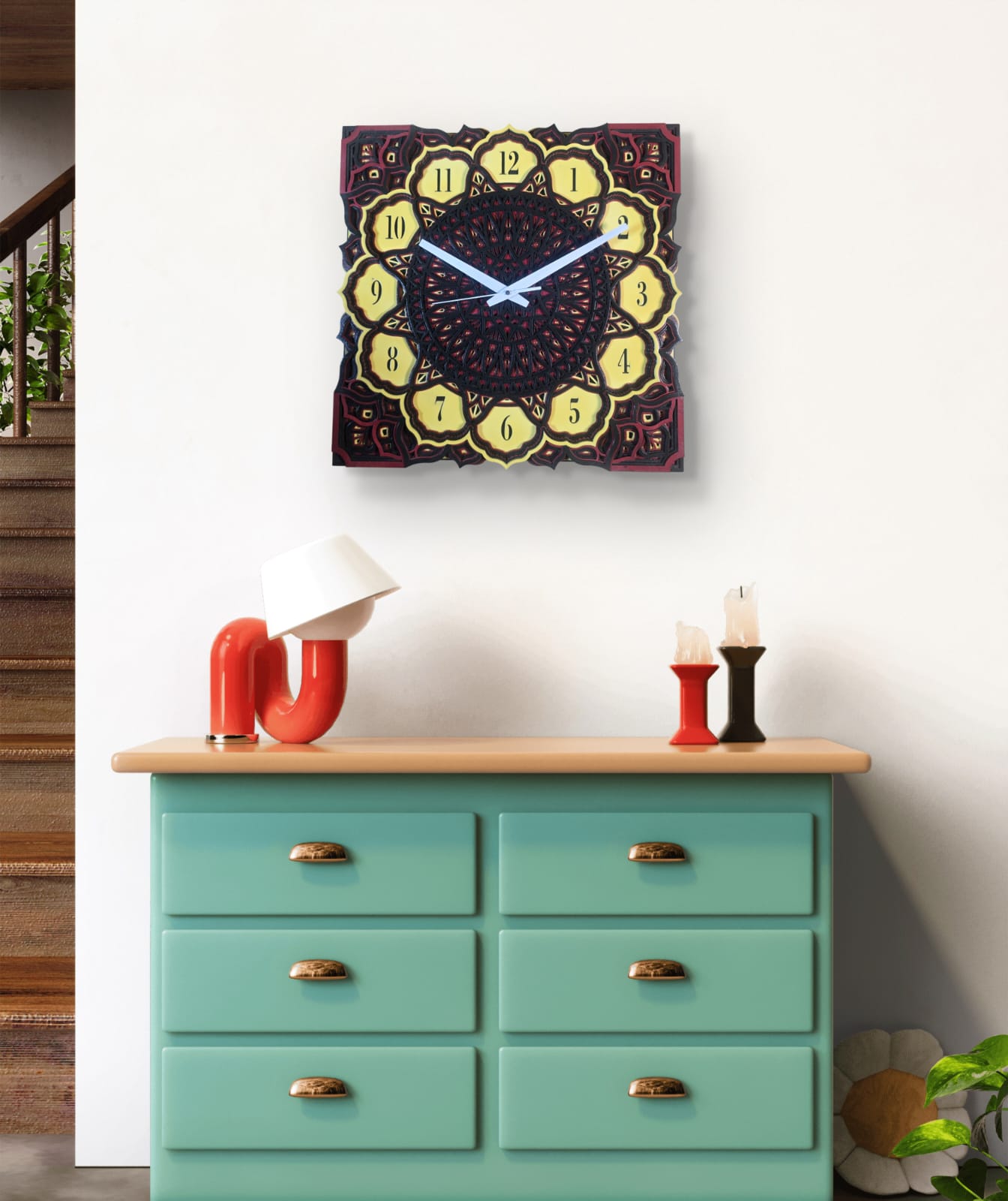 Eternal Mandala Wall Clock in living room wall decor