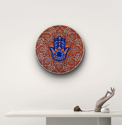 Hamsa Mandala Wall Art with layered Hamsa hand and intricate spiritual design