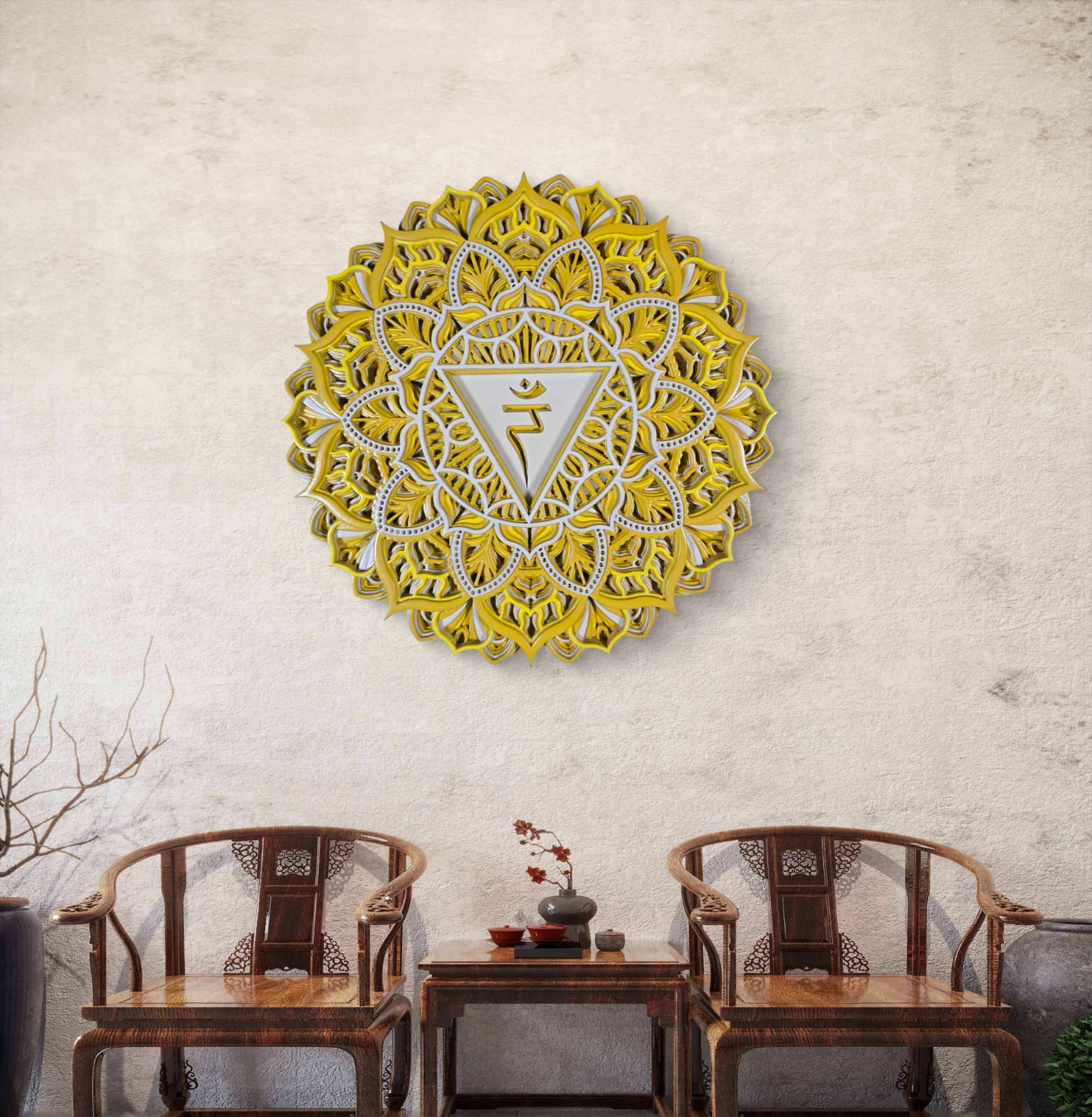 Golden Chakra Mandala Wall Decor (Manipura)