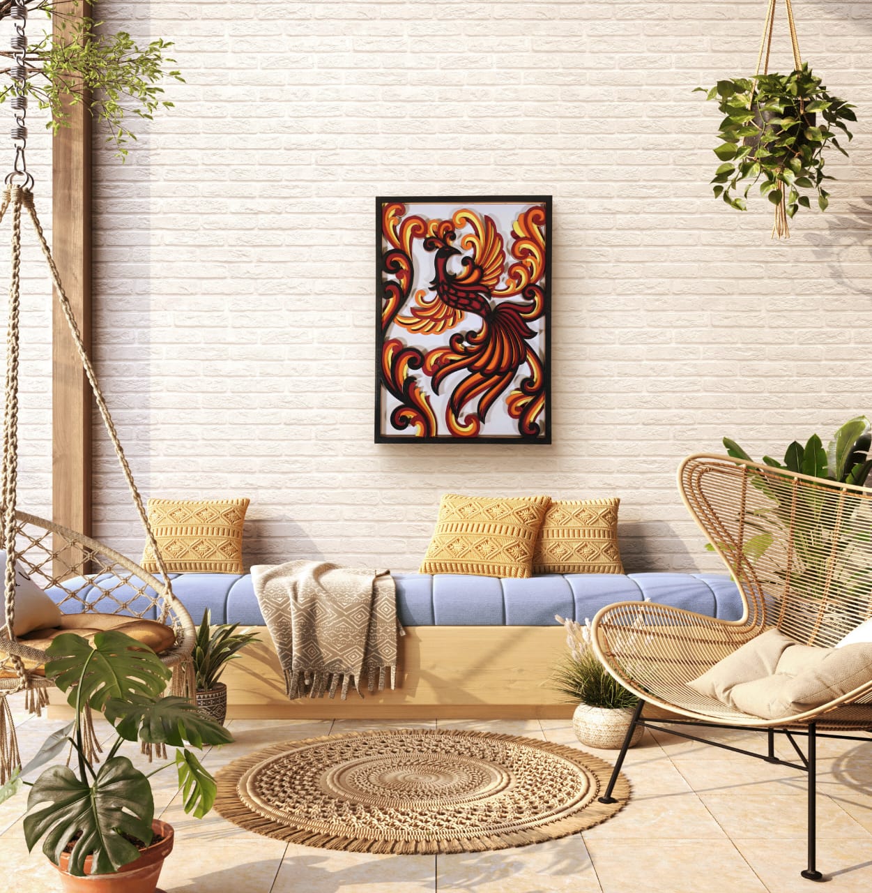 Phoenix Ascend – Handcrafted Wooden Mandala Wall Art