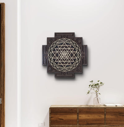 Wooden Sri Yantra Mandala Wall Decor