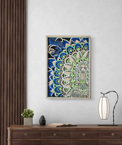 Wooden Peacock Mandala Wall Decor