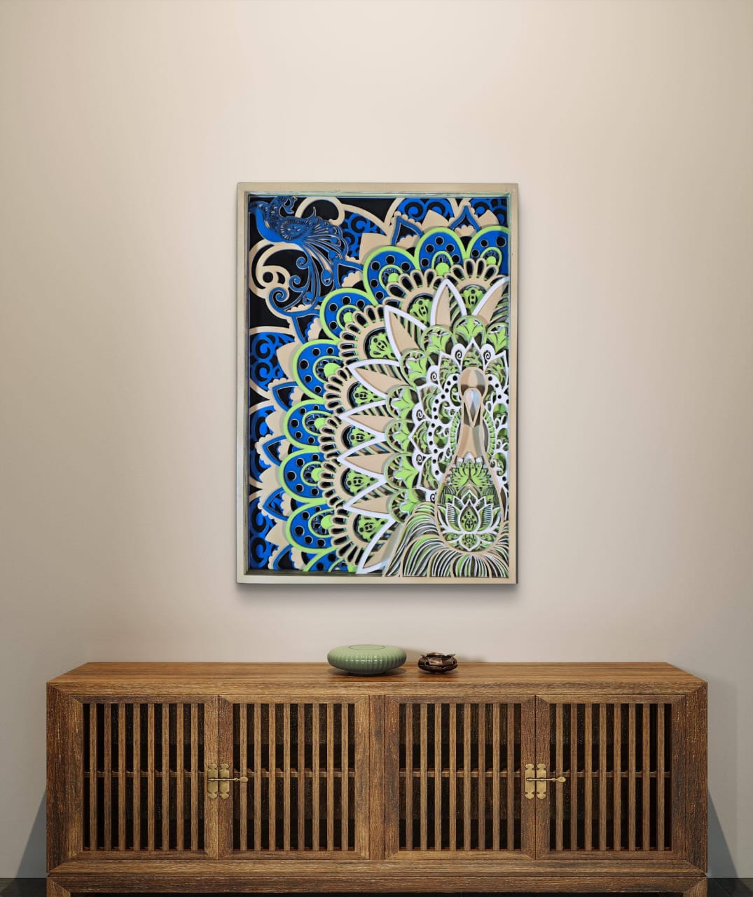 Wooden Peacock Mandala Wall Decor