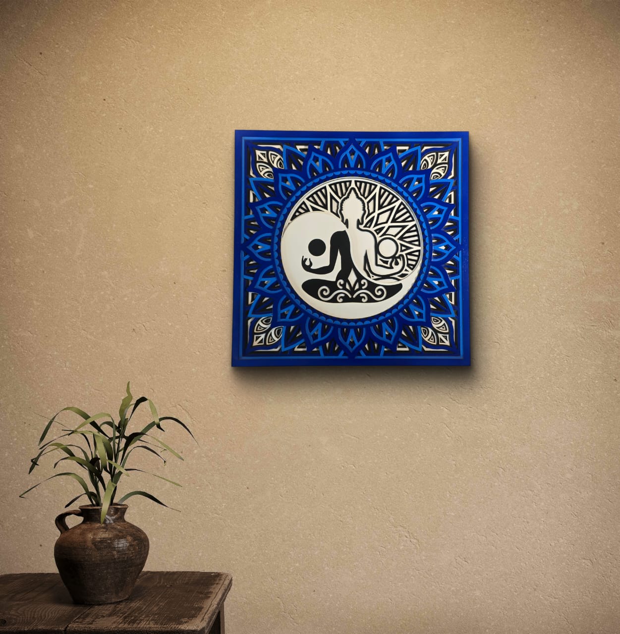 Tatva Harmony – Yin Yang Buddha Wooden Mandala Wall Art