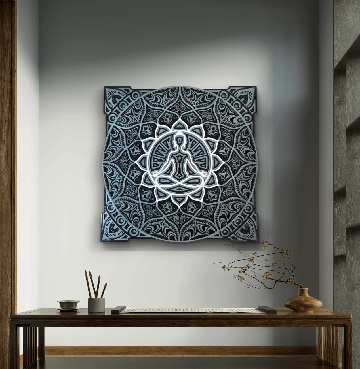 Zen Aura – Meditative Wooden Mandala Wall Art