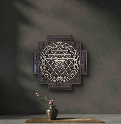 Wooden Sri Yantra Mandala Wall Decor