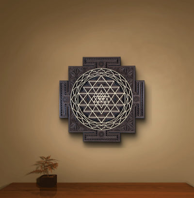 Wooden Sri Yantra Mandala Wall Decor