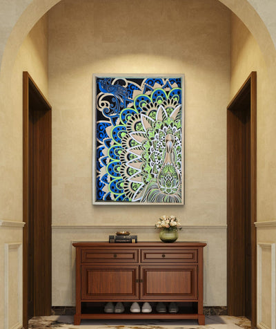 Wooden Peacock Mandala Wall Decor