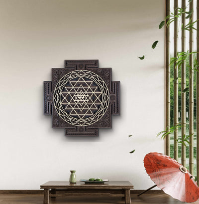 Wooden Sri Yantra Mandala Wall Decor