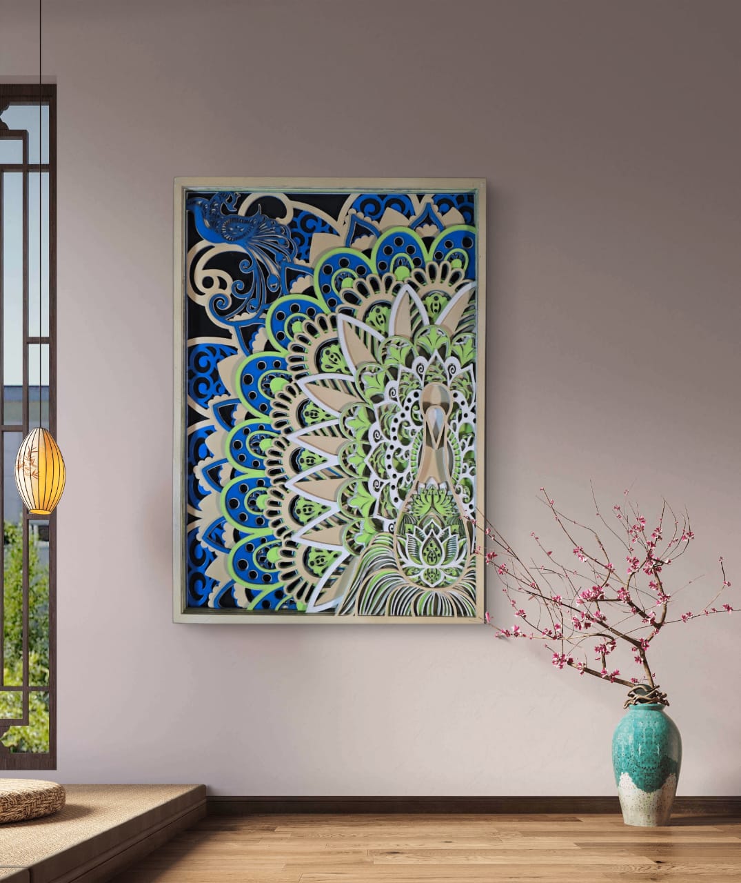 Wooden Peacock Mandala Wall Decor