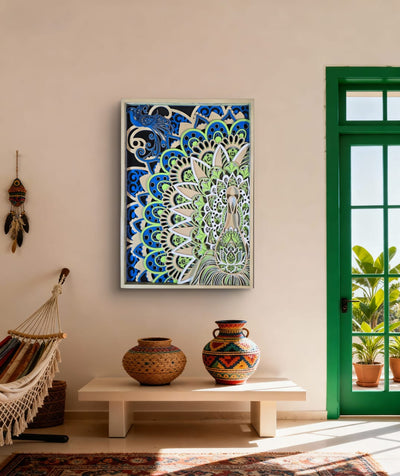 Wooden Peacock Mandala Wall Decor