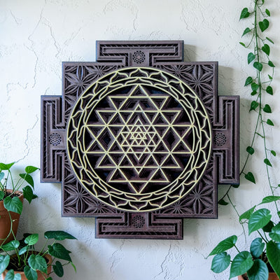 Wooden Sri Yantra Mandala Wall Decor