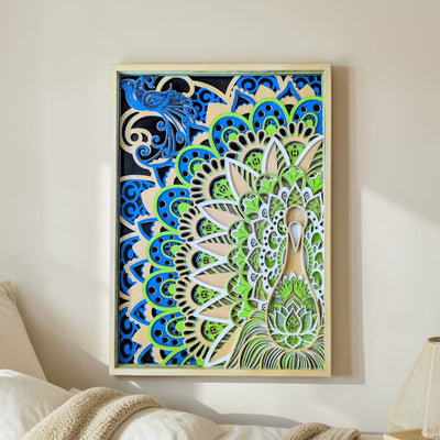 Wooden Peacock Mandala Wall Decor