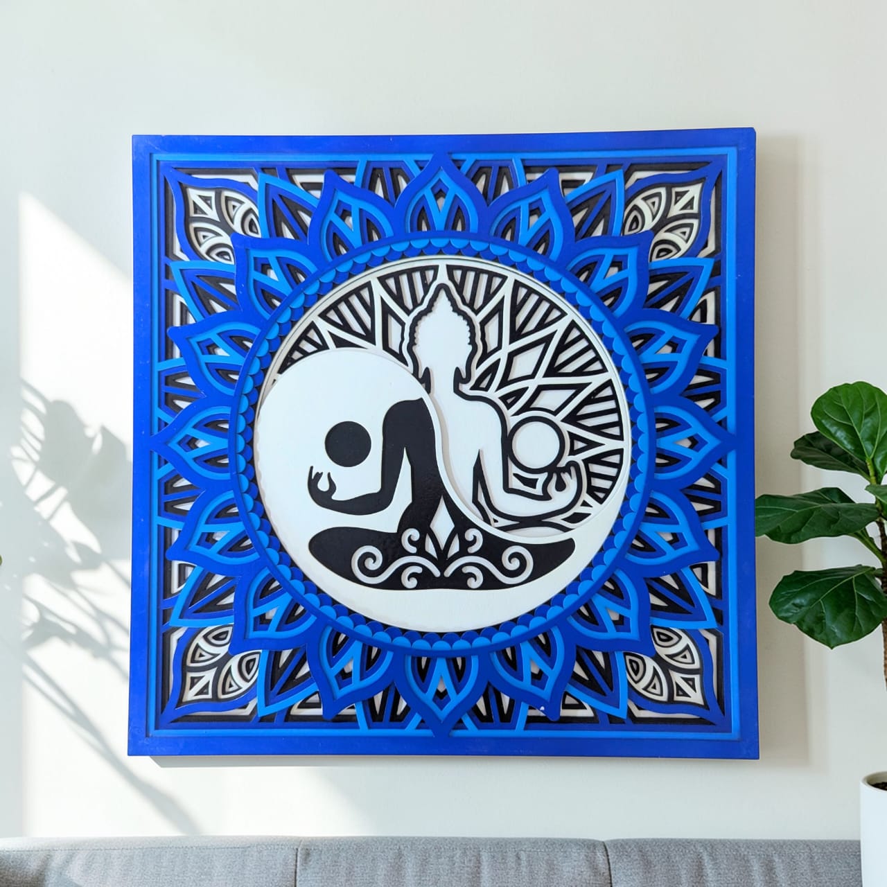 Tatva Harmony – Yin Yang Buddha Wooden Mandala Wall Art