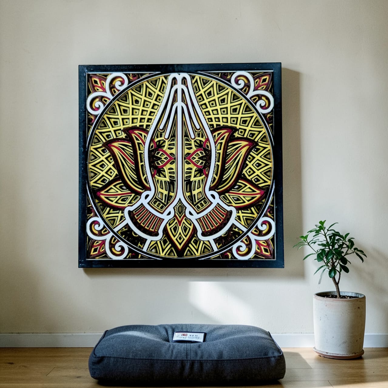 Sacred Anjali Lotus Mandala Wall Art
