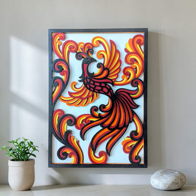 Phoenix Ascend – Handcrafted Wooden Mandala Wall Art