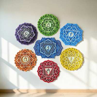 7 Chakra Mandala Wall Art Bundle – Complete Chakra Set