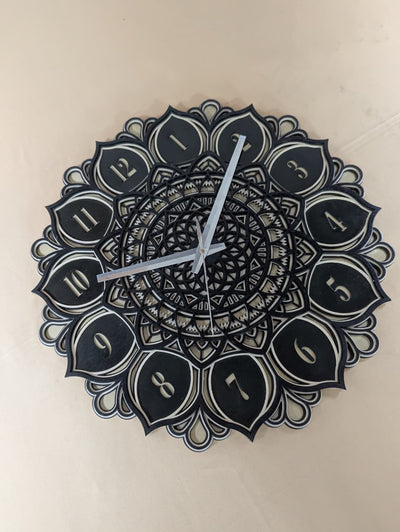 Midnight Lotus Mandala Wall Clock