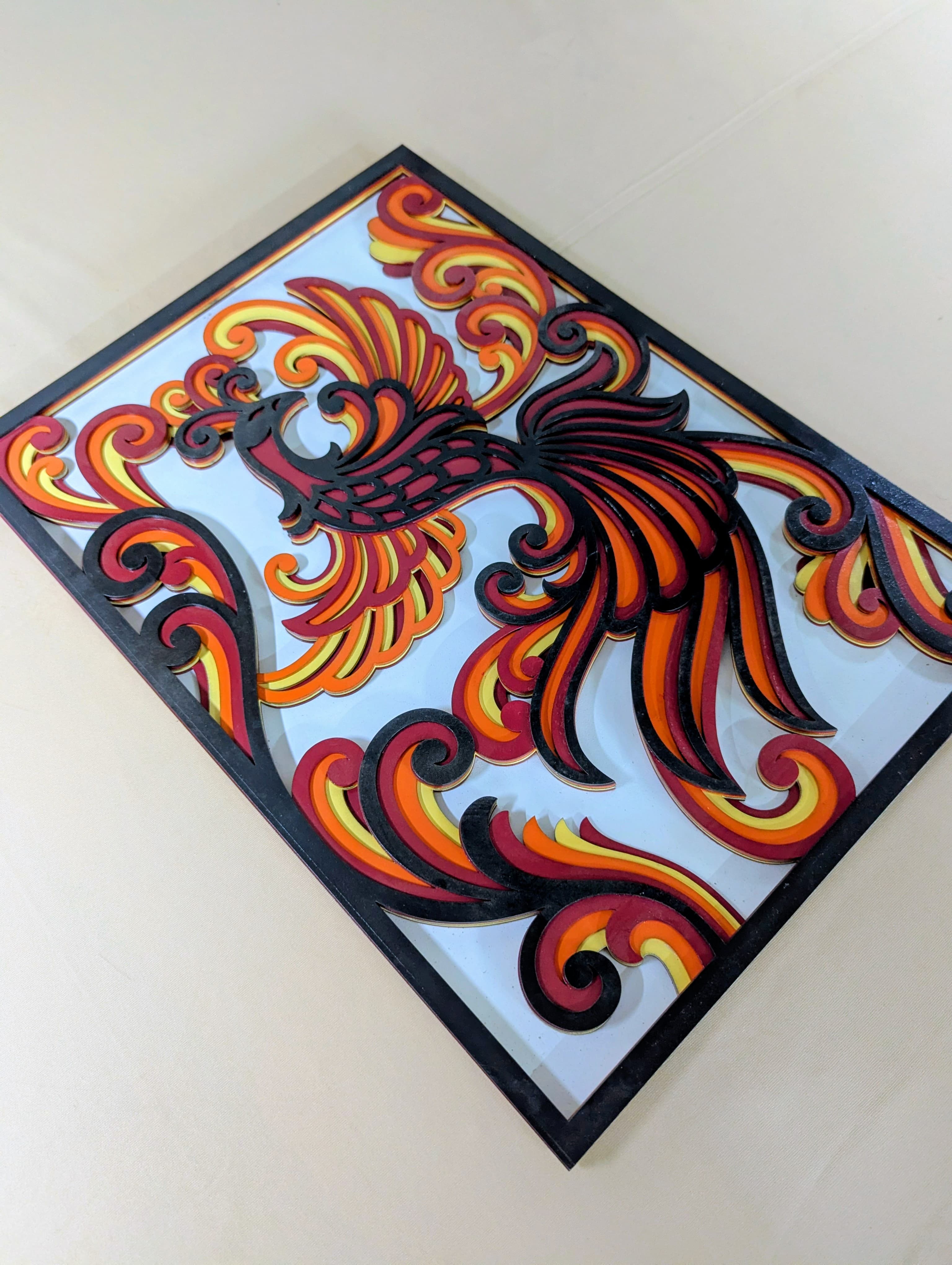 Phoenix Ascend – Handcrafted Wooden Mandala Wall Art