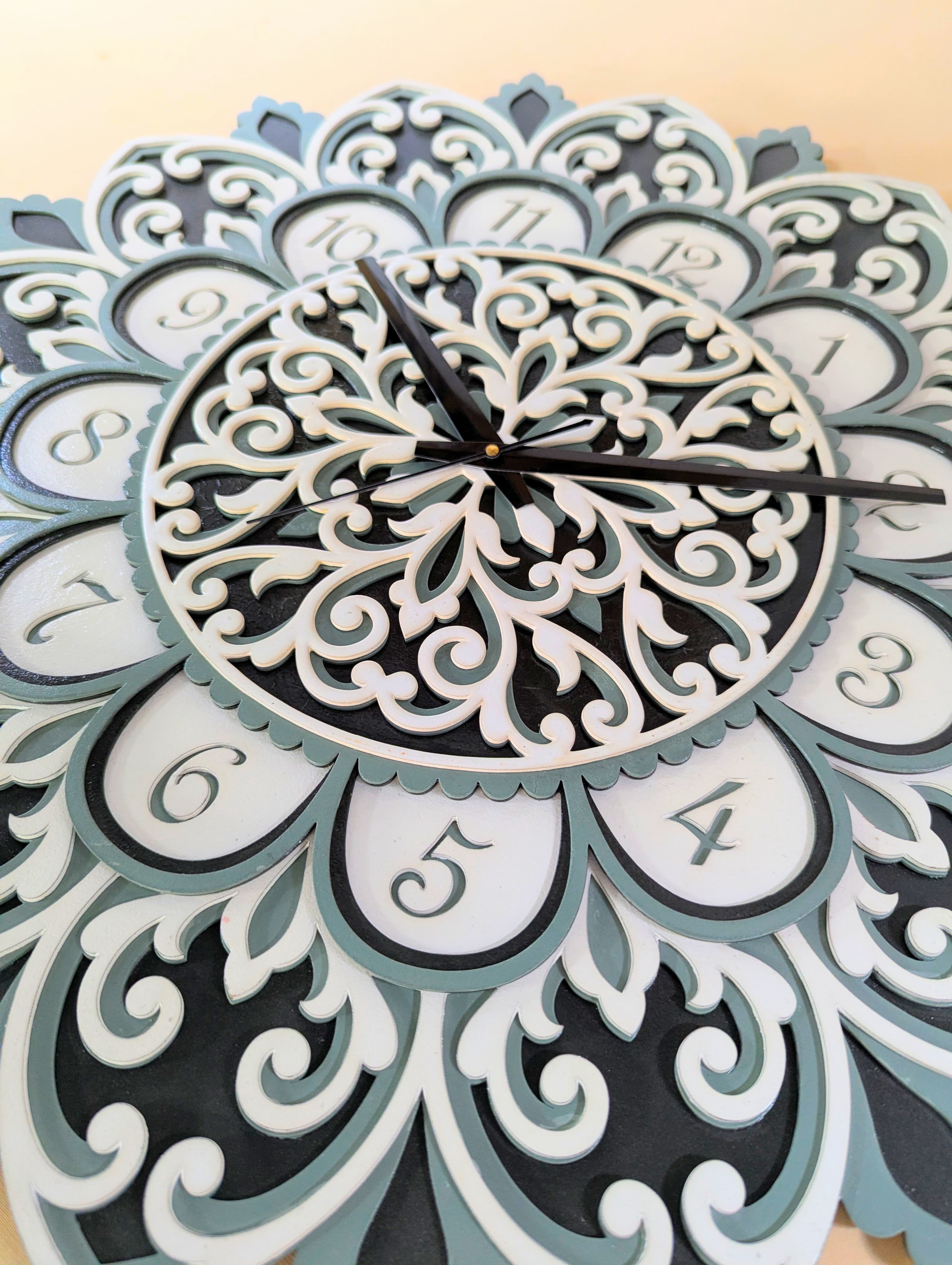 Flora Samay – Handcrafted Wooden Mandala Wall Clock