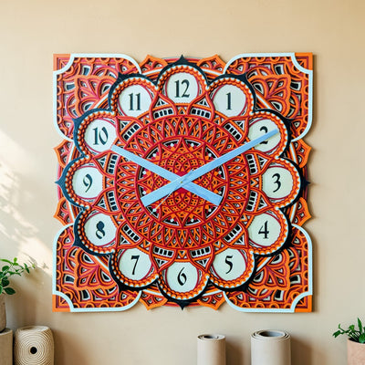 Sunburst Mandala Wall Clock
