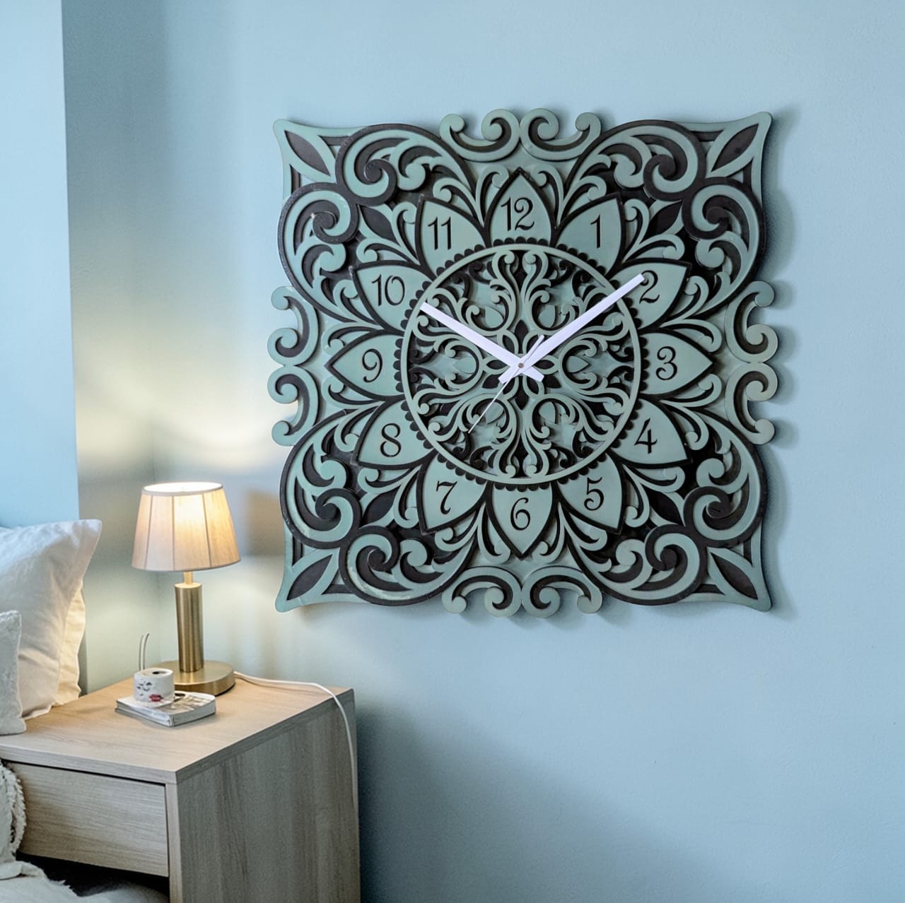 Vriksha Kala – Handcrafted Wooden Mandala Wall Clock