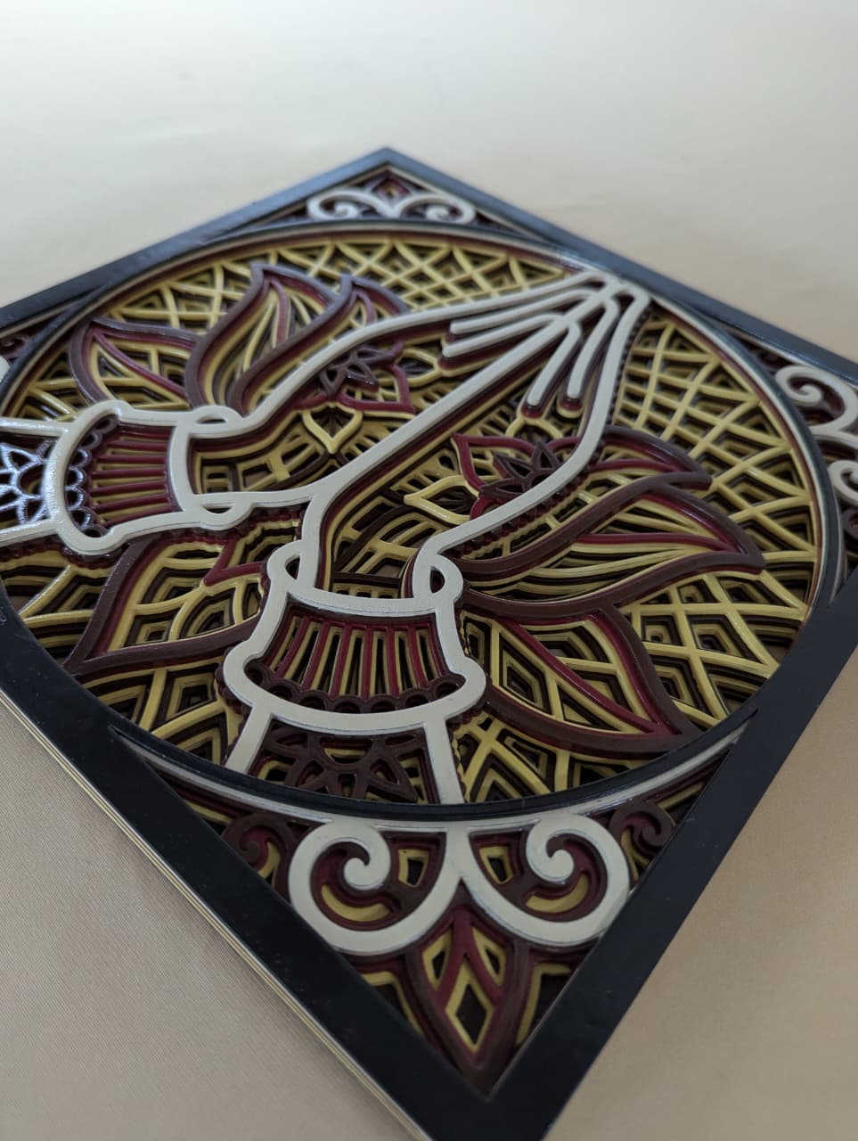 Sacred Anjali Lotus Mandala spiritual wall art for meditation and home décor