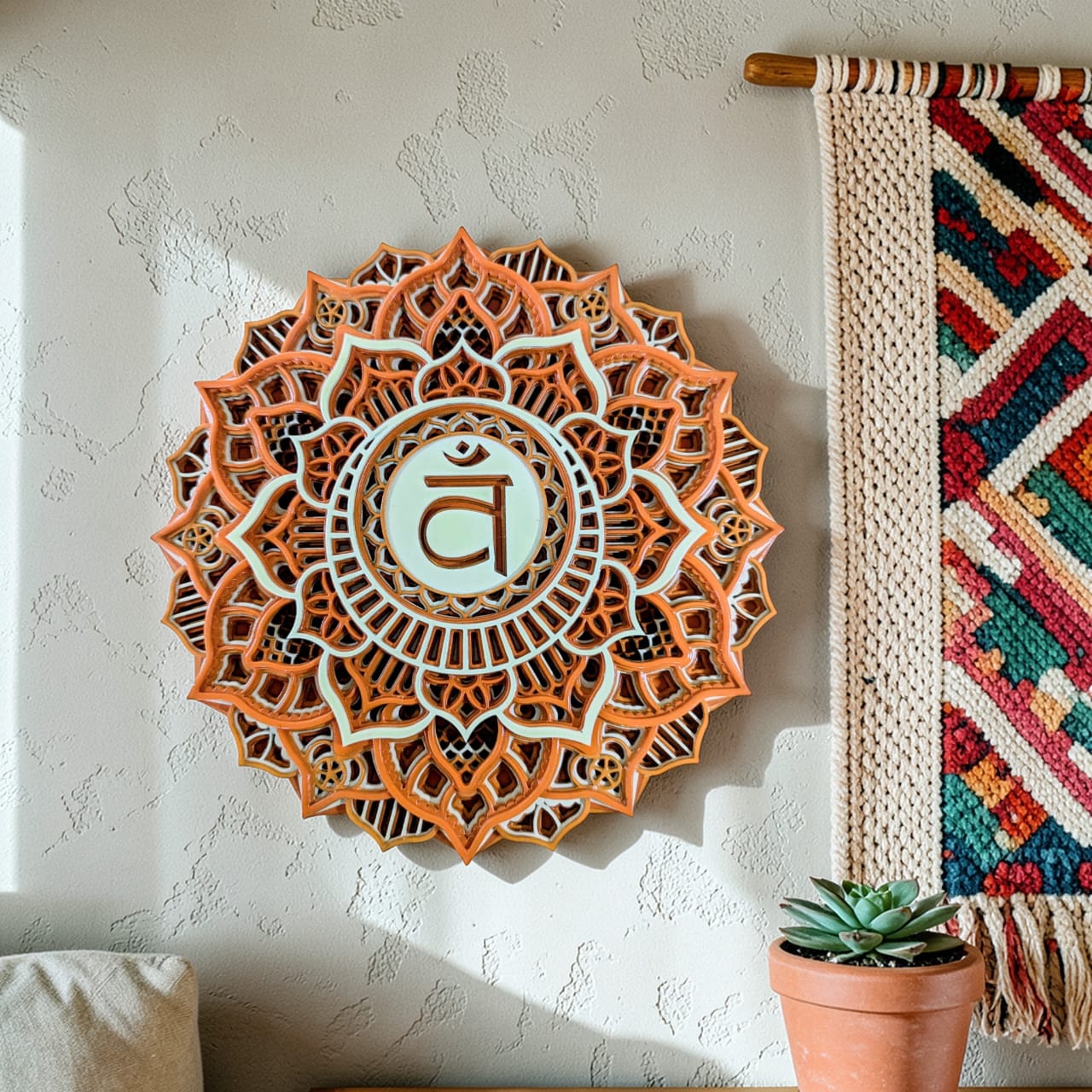 Sacred Aura (Svadhisthana) Wooden Mandala Wall Art